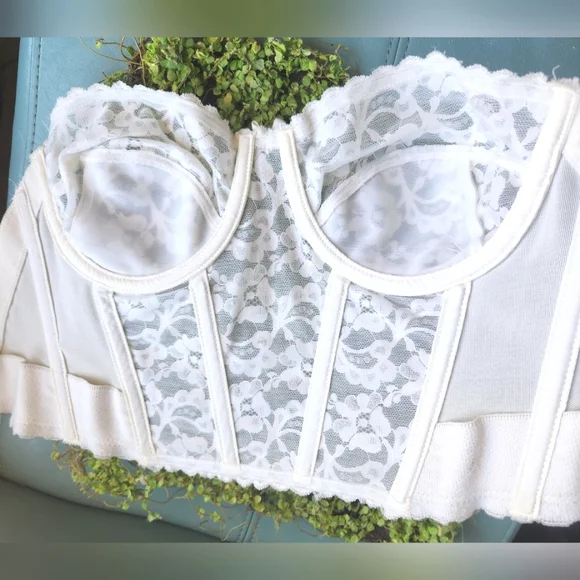 Vtg SUBTRACT Strapless Push Up Boned Low Back White Lace Corset Bustier 34B EUVC - Picture 12 of 16